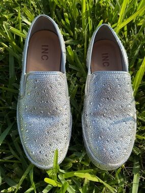 INC International Concepts Silver Rhinestone Slip-On Sneakers